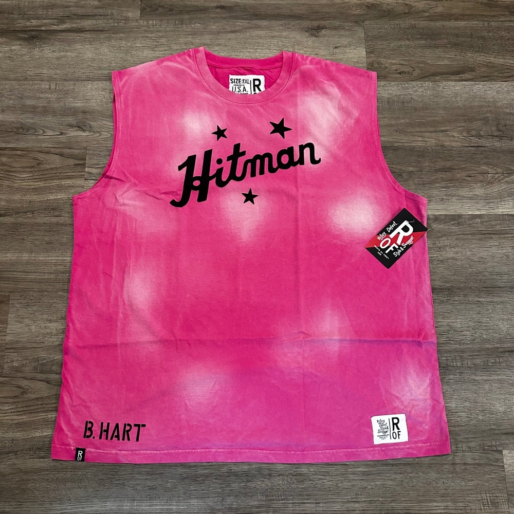 Roots of Fight Bret Hitman Hart Tank Top Men 3XL Pink Sun Faded Sleeveless NWT